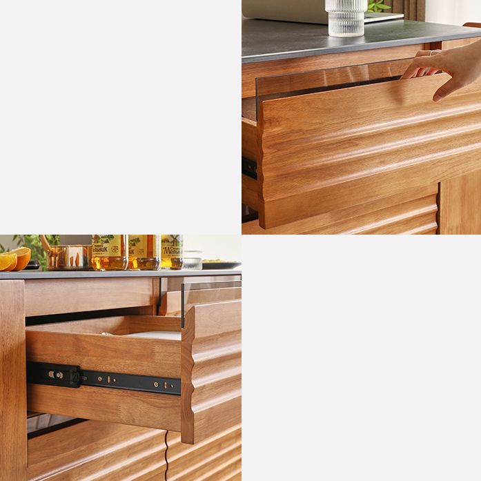Stationary Kitchen Island Granite Top Kitchen Island Table with 6 Drawers