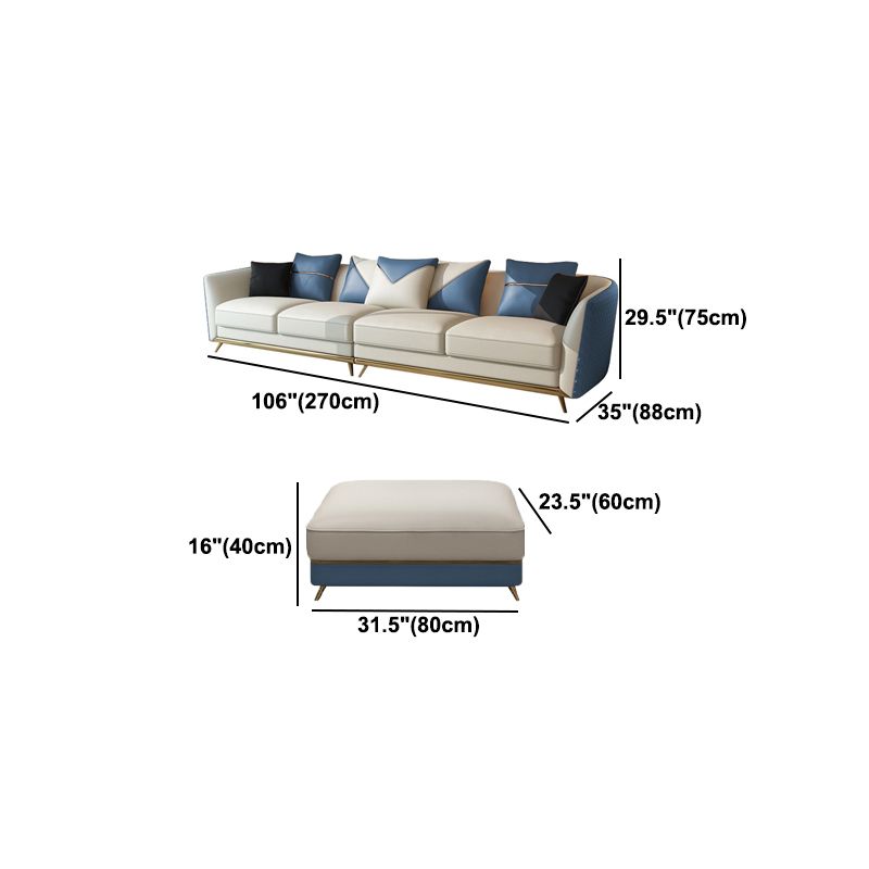 Leather Tuxedo Arm Sectional Sofa 29.53"High Modern Cushion Back Sofa