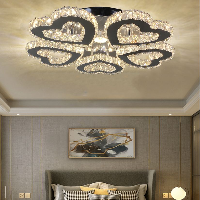 Luz de techo montada en el corazón del corazón Luz de la habitación del dormitorio LED contemporáneo Luz del techo en cromo