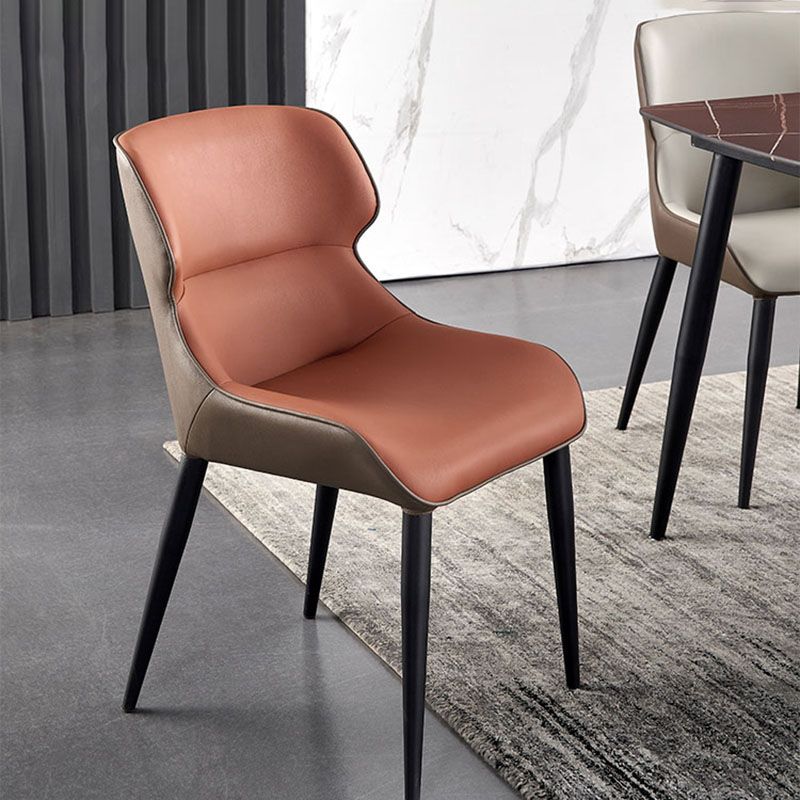 PU Leather Dining Chairs Industrial Style Arm Wingback Parsons Chair for Home