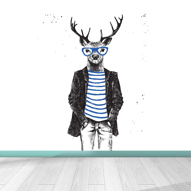 Big Animal Wall Paper Mural Nordic Cool Fashion Wall Decor in Pastel Color for Teens Room