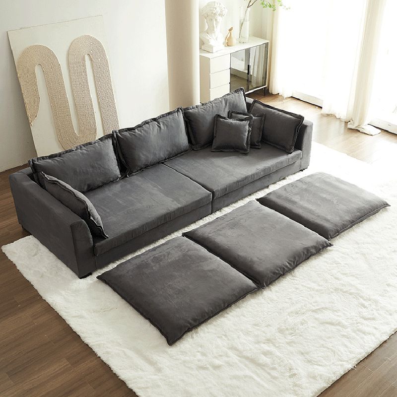 Slipcovered Stationary Living Room Pillow Top Arm Standard Gray Sofa