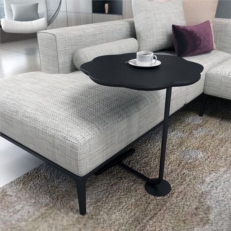 24.4"Tall Mental Pedestal Side Table Black/white/grey Naturally Shaped Top End Table