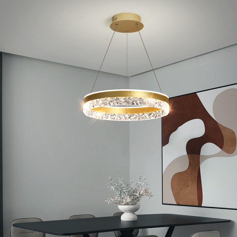 Circle Shape Metal Pendant Light Fixture Modern Style Single Light Hanging Light Fixture