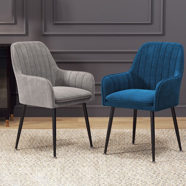 Fauteuil de salle à manger rembourré avec pieds en métal (Ensemble de 2)