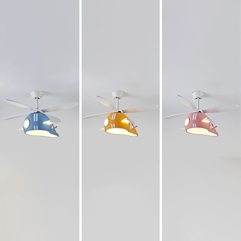Air-Force-Eight Pendant Fan Light Cartoon Metal Kids Bedroom LED Semi-Flush Mount Light with Fan