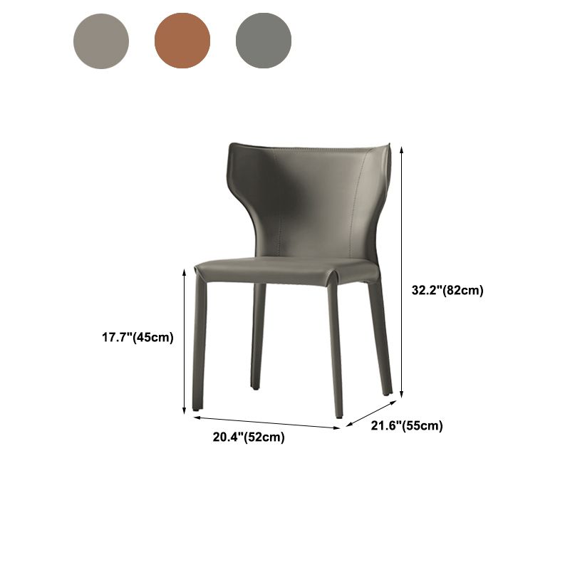 Mid-Century Modern Armless Side Chair Leather Basic Four Leg Side Chair