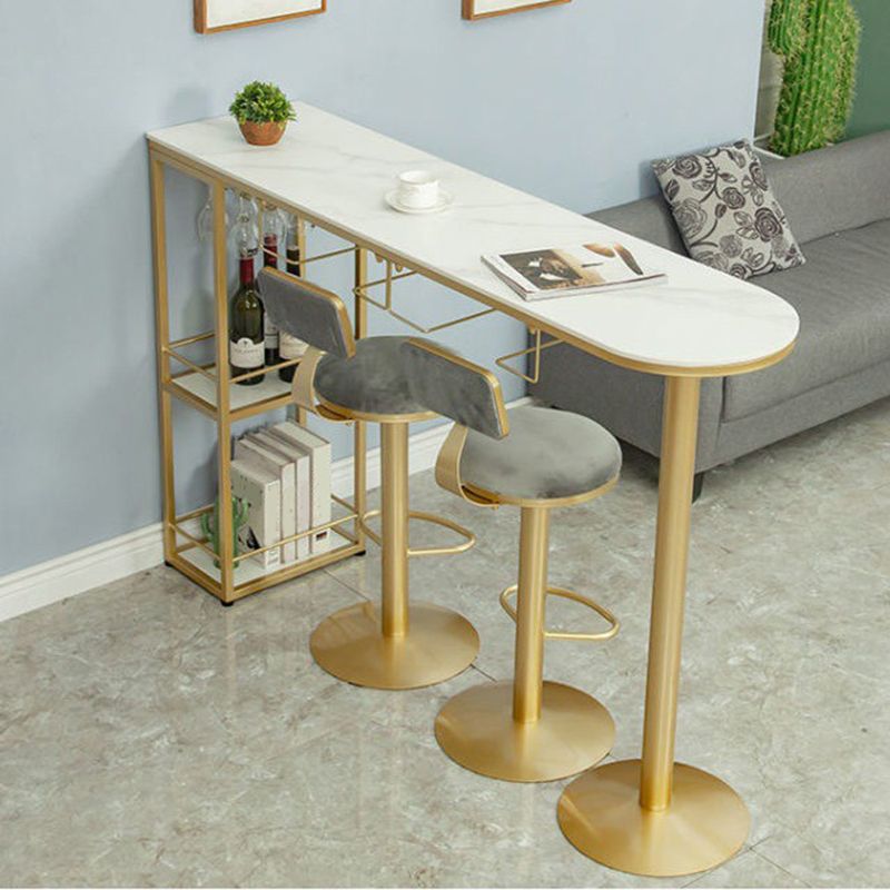 Sintered Stone Bistro Bar Table Modern Gold Frame Bar Table for Living Room