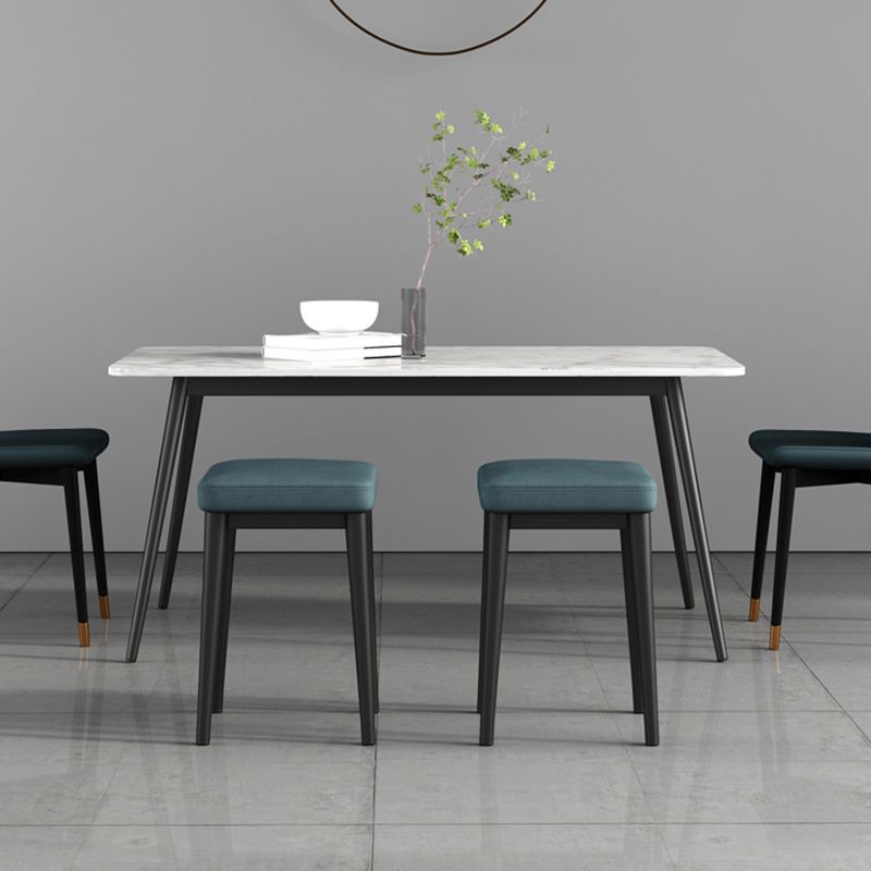 Square Ottoman Solid Color Upholstered Metal Frame Fabric Standard Ottoman