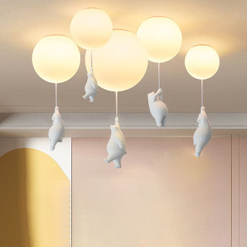 LED Modern Resin Flush Mount Ball Shape Ceiling Light with Acrylic Shade for Living Room