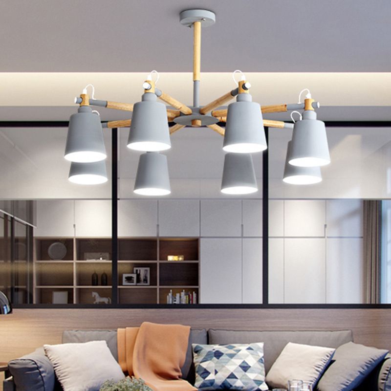 Contemporary Cone Chandelier Pendant Light Metallic Hanging Light Fixtures for Bedroom