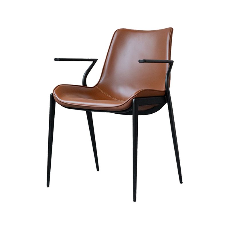Industrial Style Arm Chair Faux Leather Dining Arm Chair for Living Room