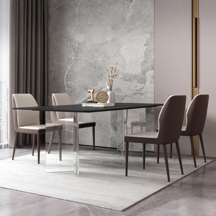 Modern Style Rectangle Dining Table Sintered Stone Table with Acrylic Base