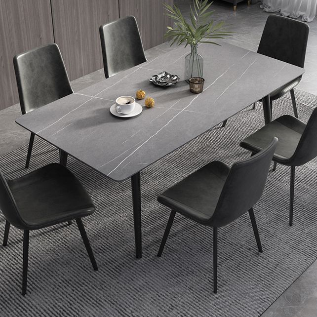 Modern Rectangle Dining Table Sintered Stone 4 Legs Table for Dining Room