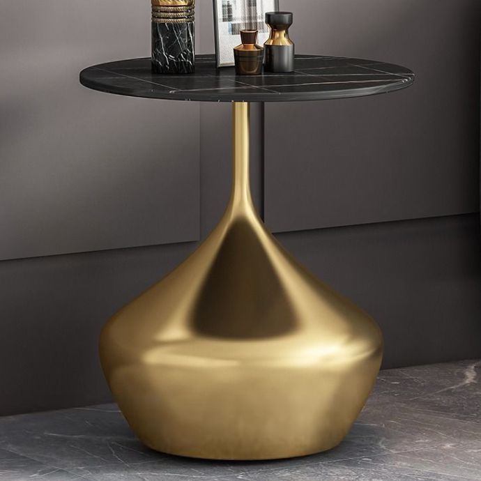 Modern Single Pedestal Base Solid Color Metal Round End Table