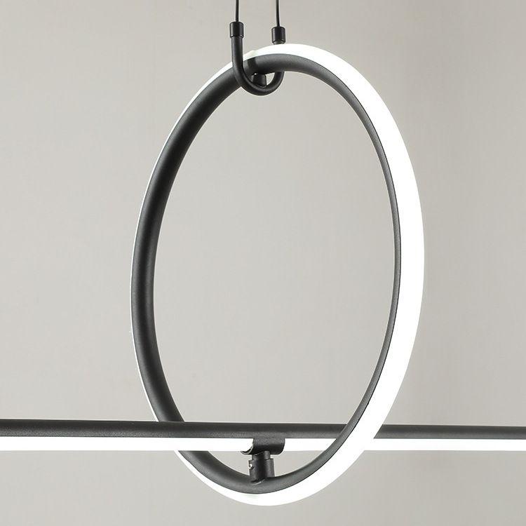 Black Geometrical Island Light Fixture Simple Style LED Metal Island Ceiling Light