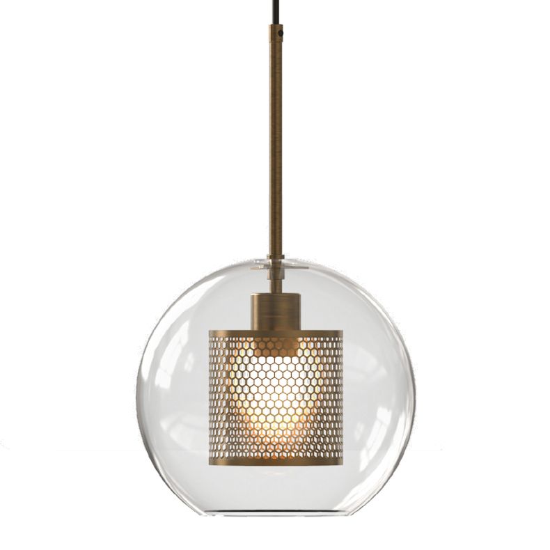 1 lampe suspendue en verre léger métal géométrique suspendu pendant léger en clair