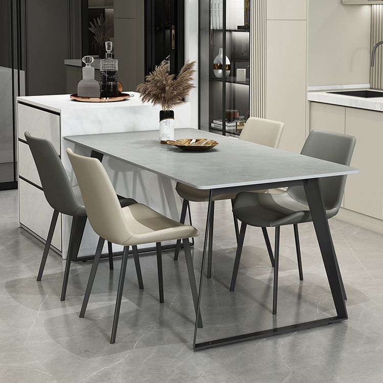 Modern Gray in Stone Table Rectangle Dining Room Table for Kitchen