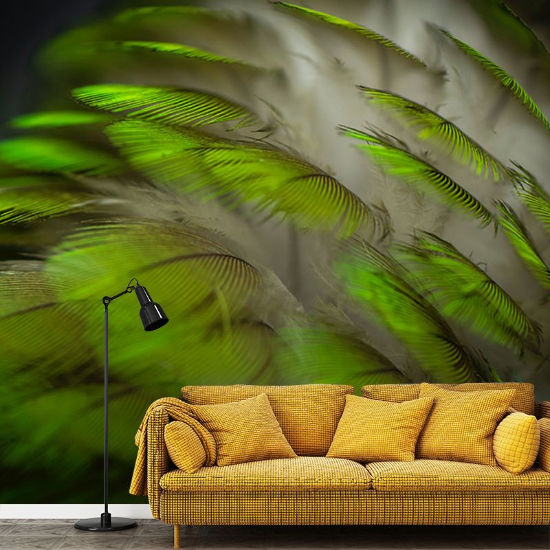 Photography Stain Resistant Mural Wallpaper Soft Feathers Sleeping Room Wall Mural