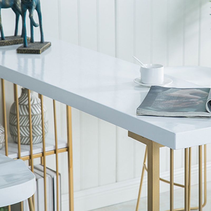 Wood Top Bar Height Table Modern Style Bistro Pub Table with 2 Shelves