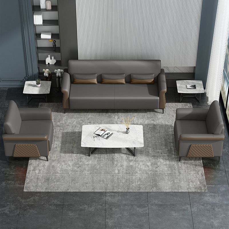 Flared Arm Sofa 30.31" High Faux Leather Sofa with Loose Back