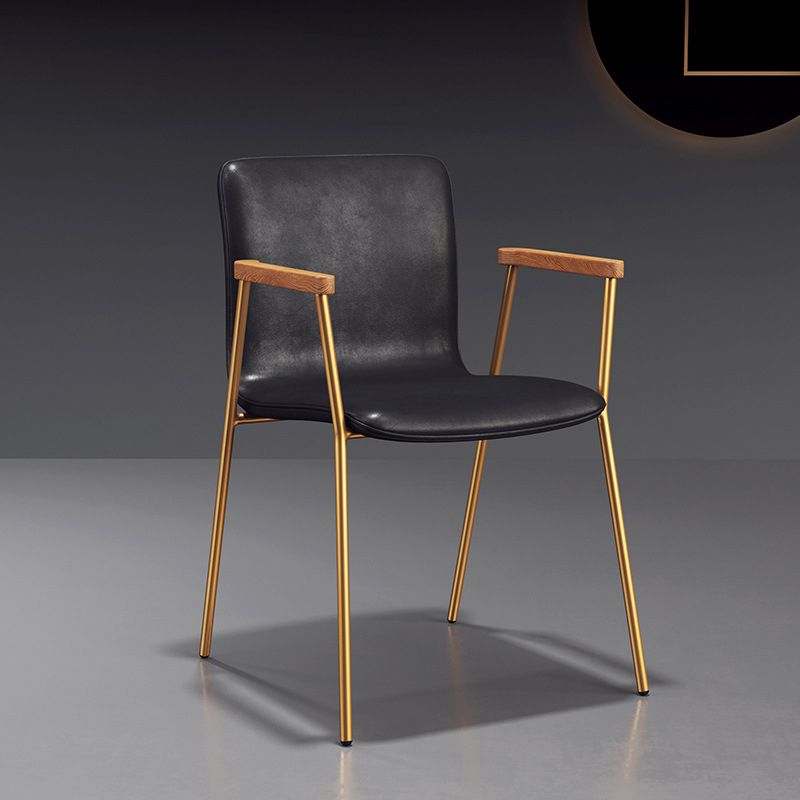 Industrial Faux Leather Dining Chairs Indoor-Outdoor Arm Chair
