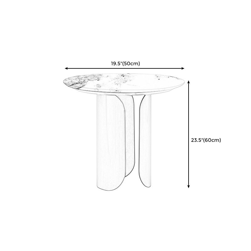 Contemporary Sintered Stone Side End Table with Metal Abstract Base
