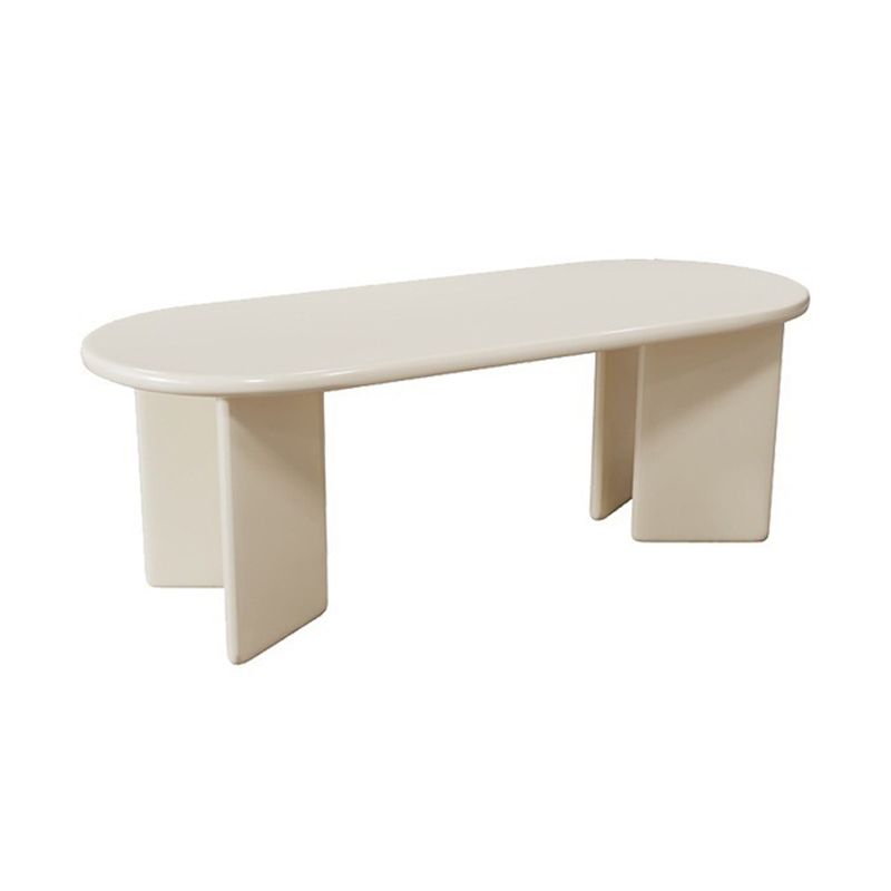 Contemporary Oval Wooden Coffee Table with 4 Legs and Wooden Top