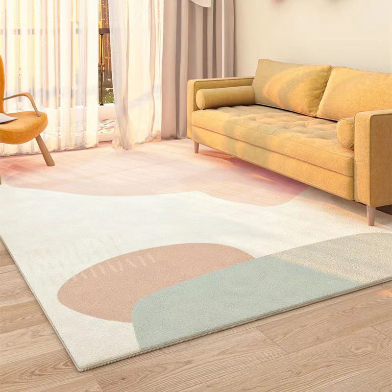 Simple Block Rug Nordic Area Carpet Non-Slip Backing Carpet for Living Room