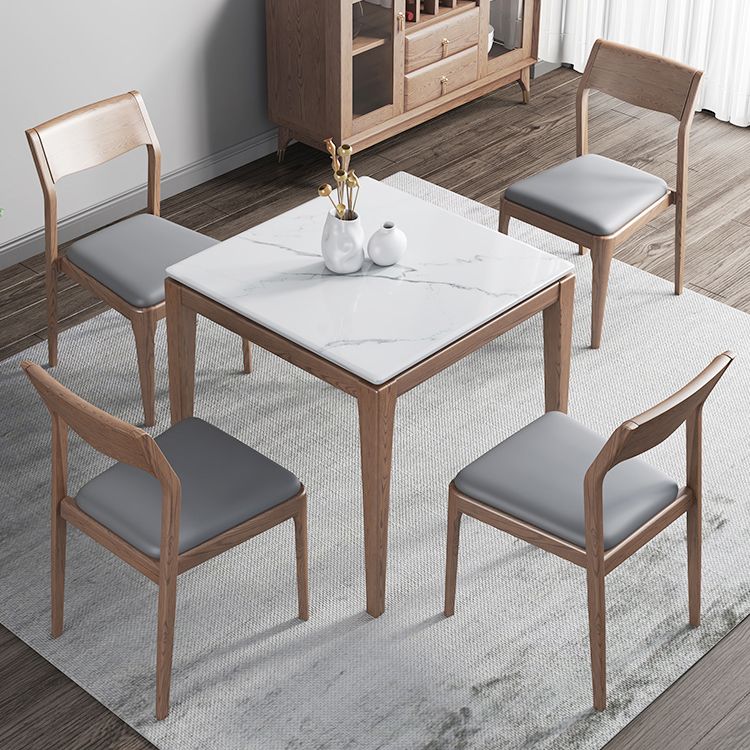 Industrial Style Square Dining Table Stone 4 Legs Dining Site Table for Dining Room