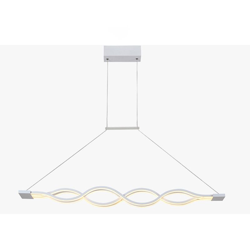 Forma de onda blanca Luz Led Island en estilo moderno Luz de colgante de hierro lacado con sombra acrílica