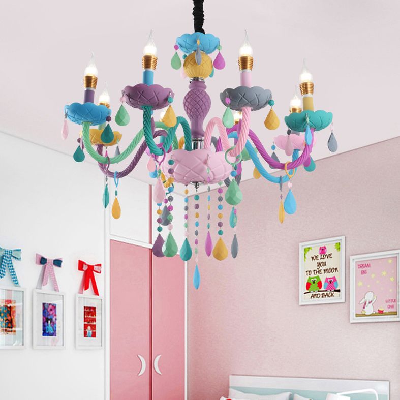 Smeedijzeren macaron hanglamp in moderne creatieve stijl glazen binnen plafondlicht met kristallendecoratie