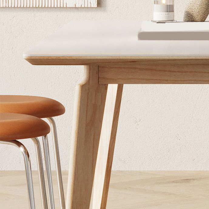 Modern 1/2/5/7 Pieces Dining Set Stone Rectangle Dining Table Set in White