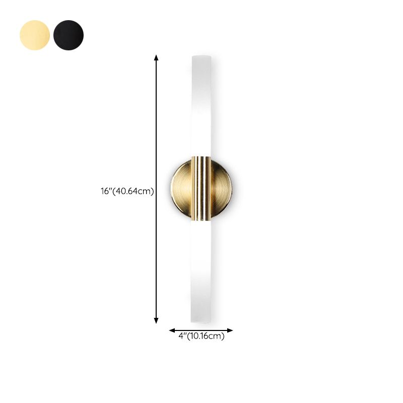 Cylinder Shape Vanity Lamp Modern Style Glass 2 Lights Bath Light in Black/Gold