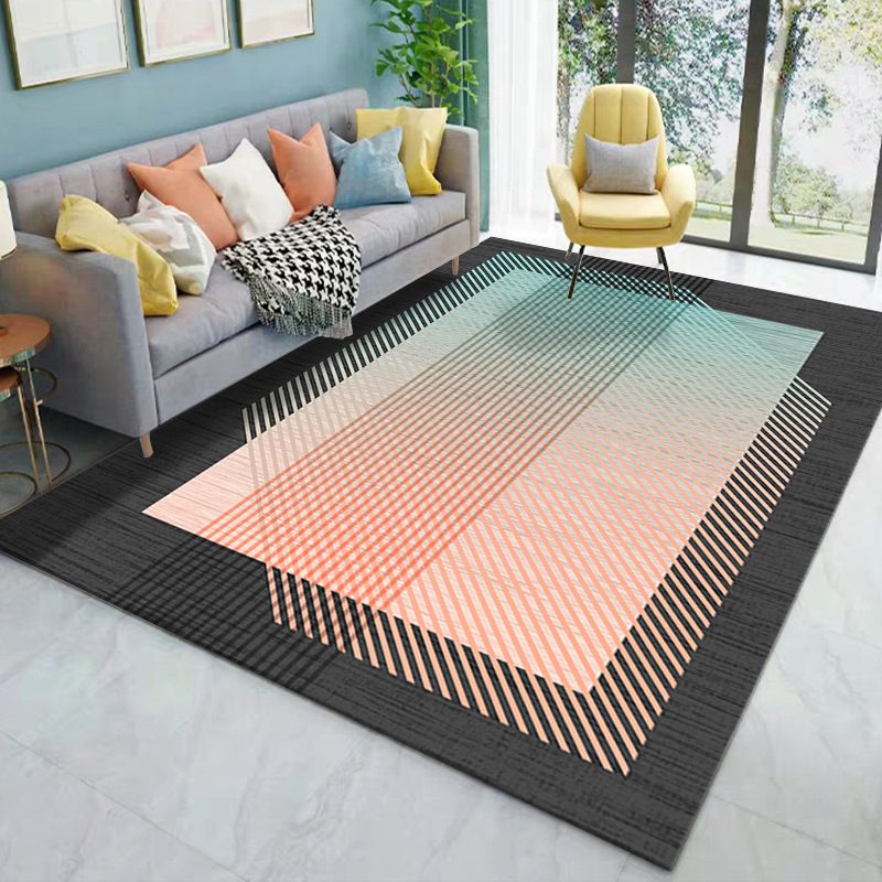 Luxuriöser geometrischer Teppich, mehrfarbig, minimalistischer Teppich, Synthetik, haustierfreundlich, maschinenwaschbar, rutschfester Teppich für die Inneneinrichtung