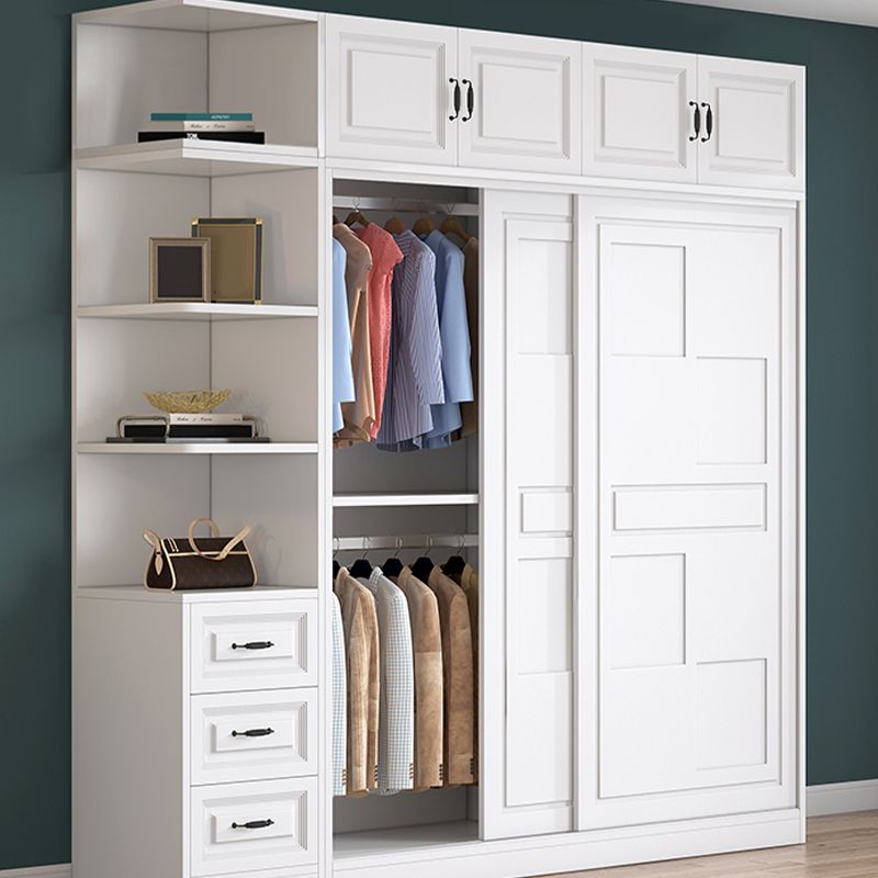 Modern Freestanding Wardrobe Armoire, 2-door Manufatured Armoire with Shelves in White