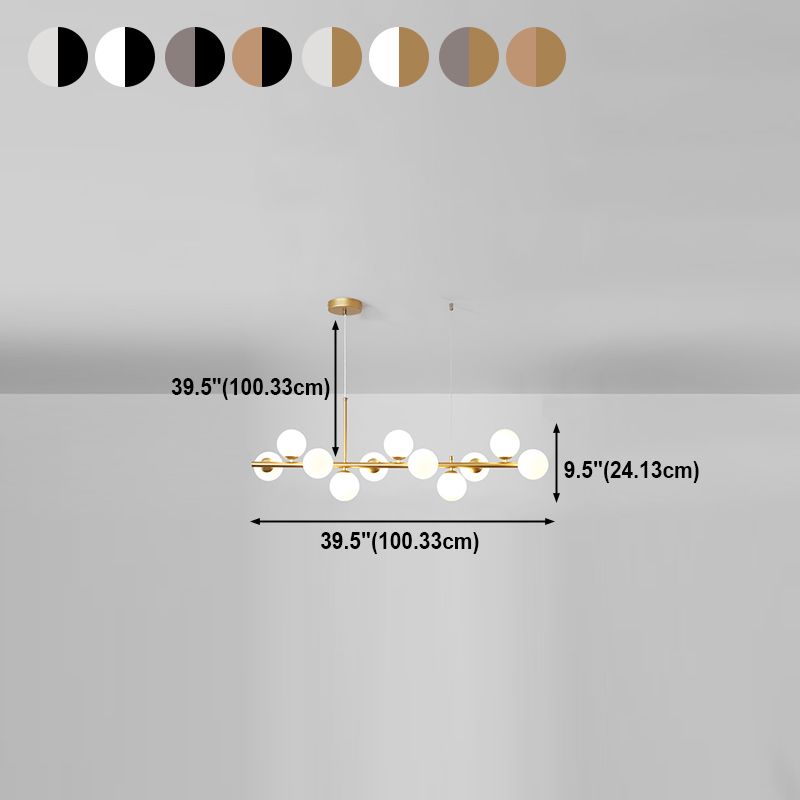 Moderne Insel Leichtes Multi-Head-Restaurant Hängende Lampe mit Globe Glass Shade