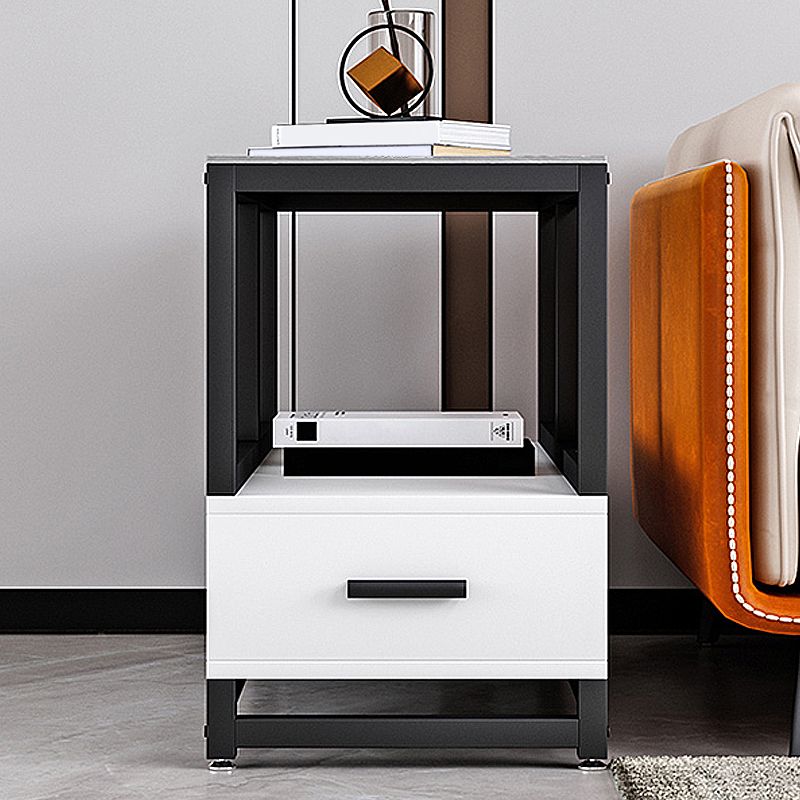 Stone 21.65-inch Rectangular Side Table 1-shelf 1-Drawer Withe/Grey End Table