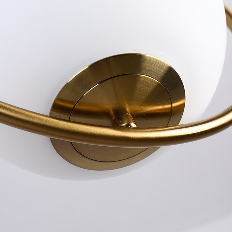 Globe Hanging Lamp Kit Postmodern Style White Glass 1-Head Gold Pendant Light for Restaurant