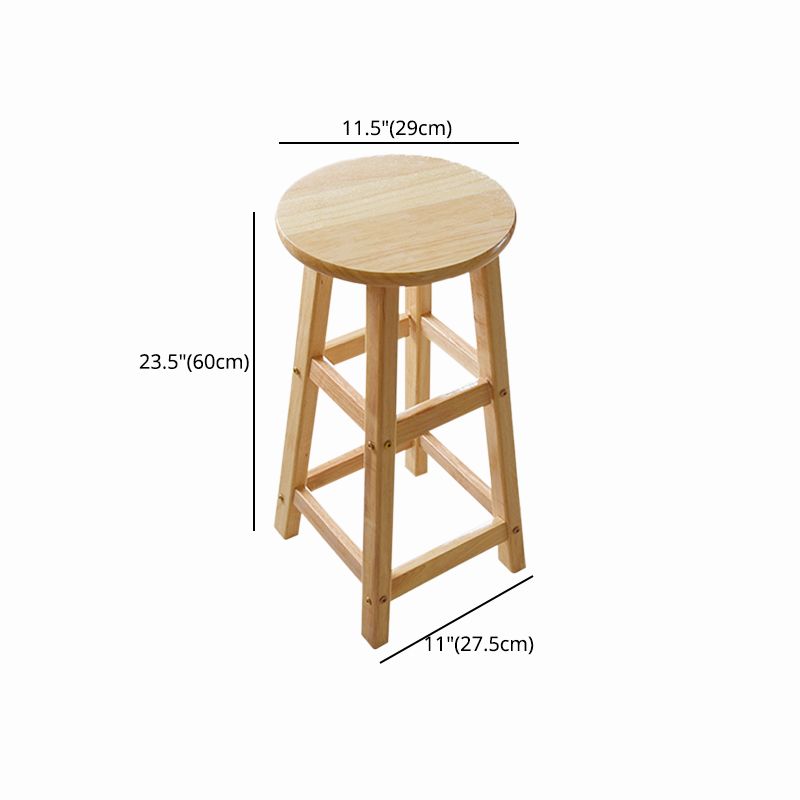 Minimalist Design Solid Wood Bar Stool Backless Counter Chair with Wood Base