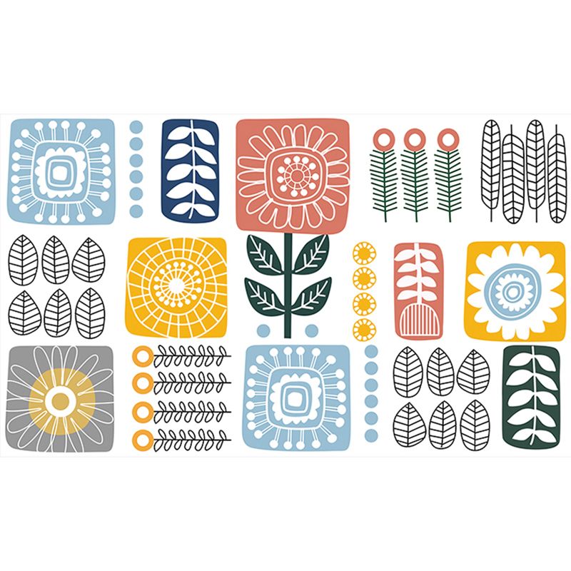 Kids Style Sunflower Wallpaper Panels Blue Mosaic Tile Wall Art for Kitchen, Peel off