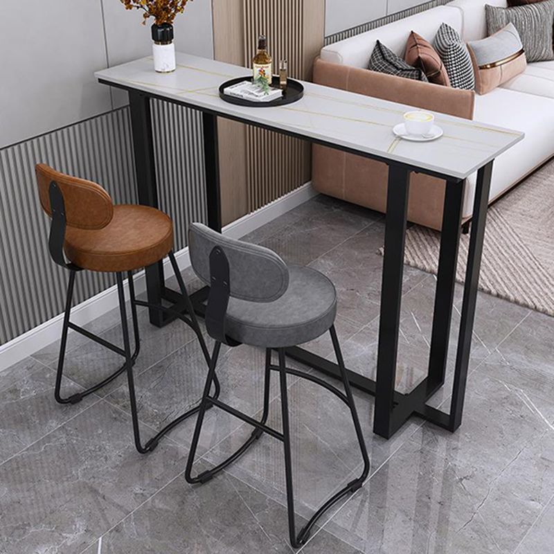 Modern Style Stone Bar Dining Table Rectangle Bar Table in White
