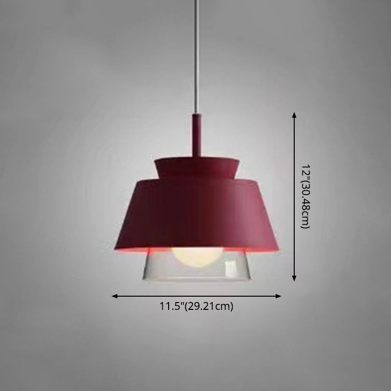 2-Shade Pendulum Light Macaron Metal and Glass 1-Bulb Restaurant Ceiling Pendant Lamp