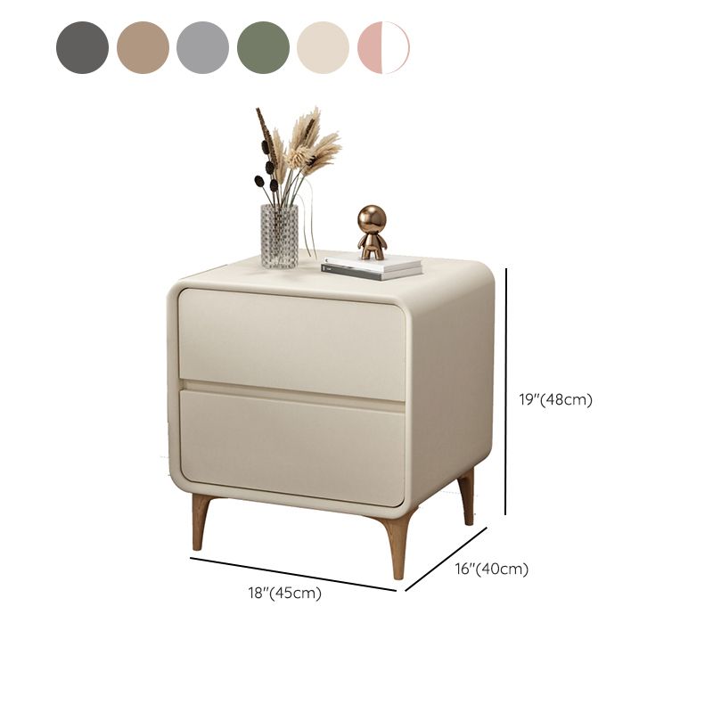 Modern Wooden Leather Nightstand Solid Color Kids Bedside Table