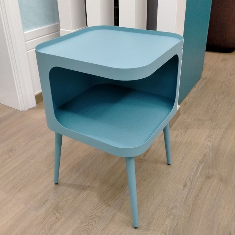 Mid-Century Square Tray Top Side Table 19.6" Tall Iron 4 Legs End Table with Storage