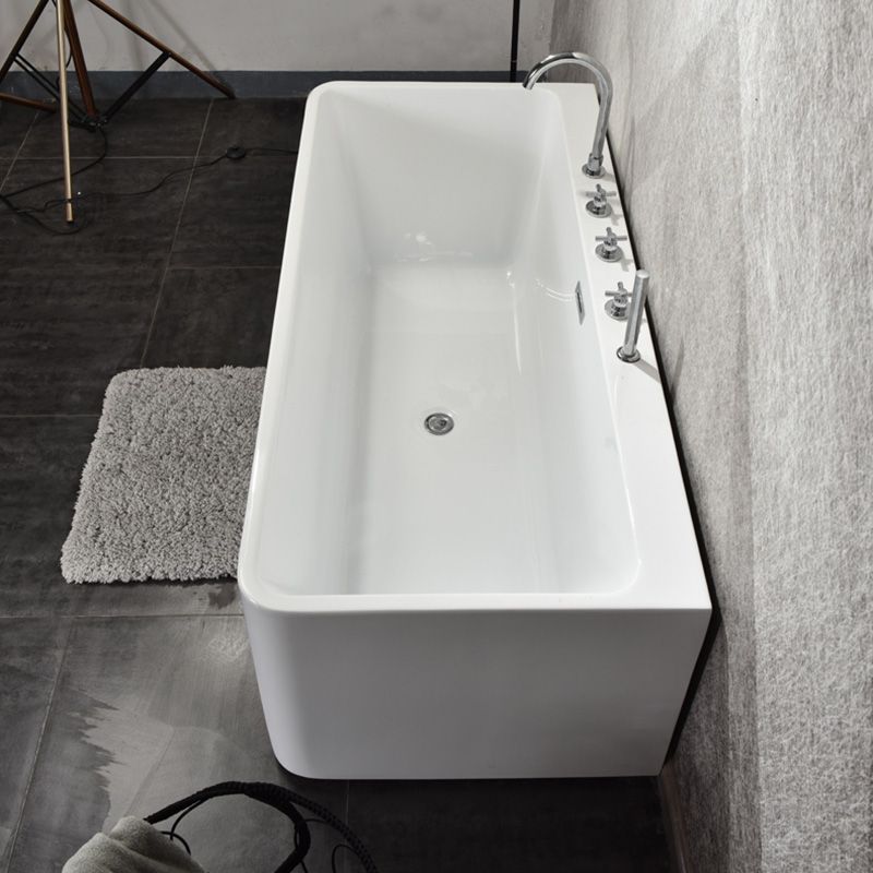 Back to Wall Bathtub Antique Finish Soaking Rectangular Modern Bath