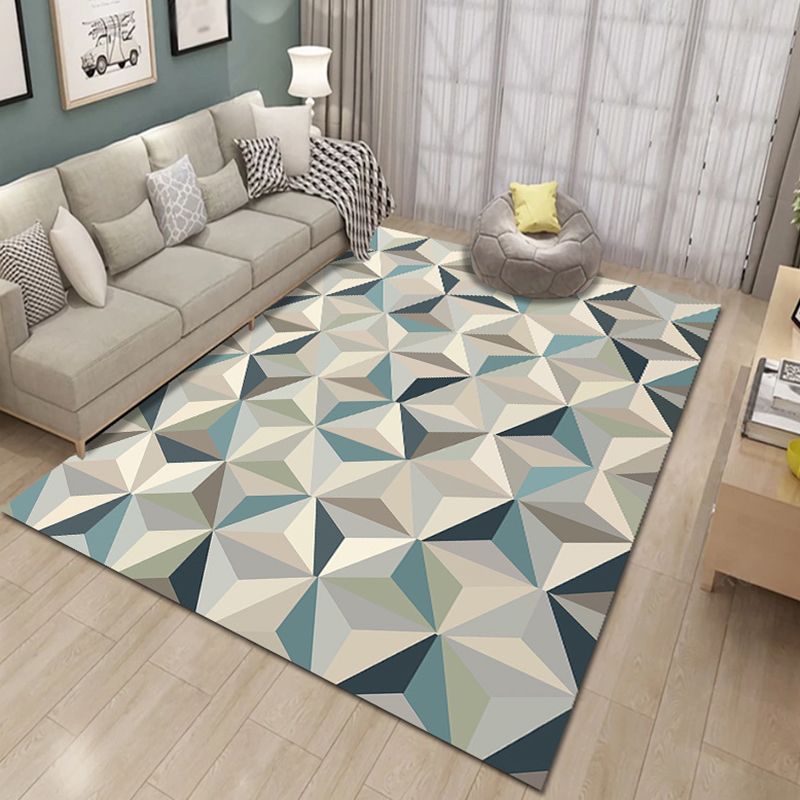 Funky Geometric Design Rectangle Rug Creative Contemporary Polyester Rug Friendly Washable Area Carpet for Living Room
