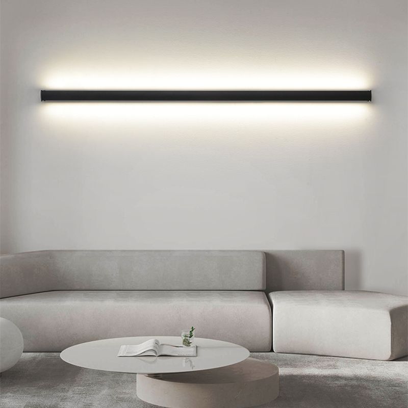 Metal Linear Shape Wall Lighting Modern Style 1 Light Wall Mounted Light Fixture in Black