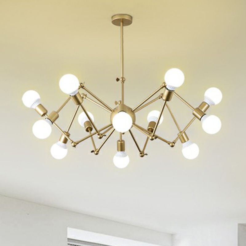 Nordic Swing Arm Pendant Lighting Metal Ceiling Chandelier with Open Bulb Design