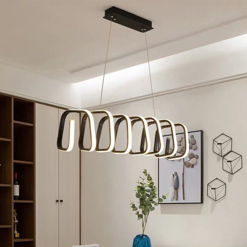 Triangle/Trapezoid Acrylic Hanging Lamp Kit Contemporary LED Black Chandelier in Warm/White/Natural Light